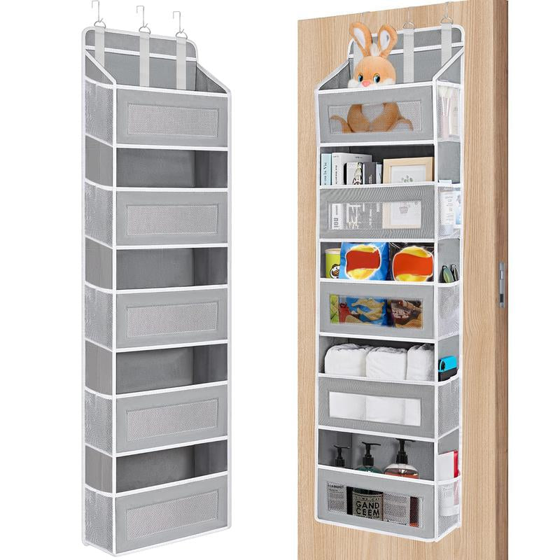 Over the Door Organizer Storage-5-Tier Hanging Organizer with 5 Large Pockets, Anti-Tilt Design, 44 Lb Capacity for Bedroom, Bathroom, Pantry
