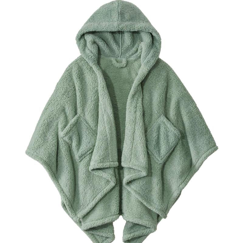 Songling Wearable Blanket Sherpa Poncho Office Work Warm Cozy Shawl Blanket,Plush Cape Wrap for Adults