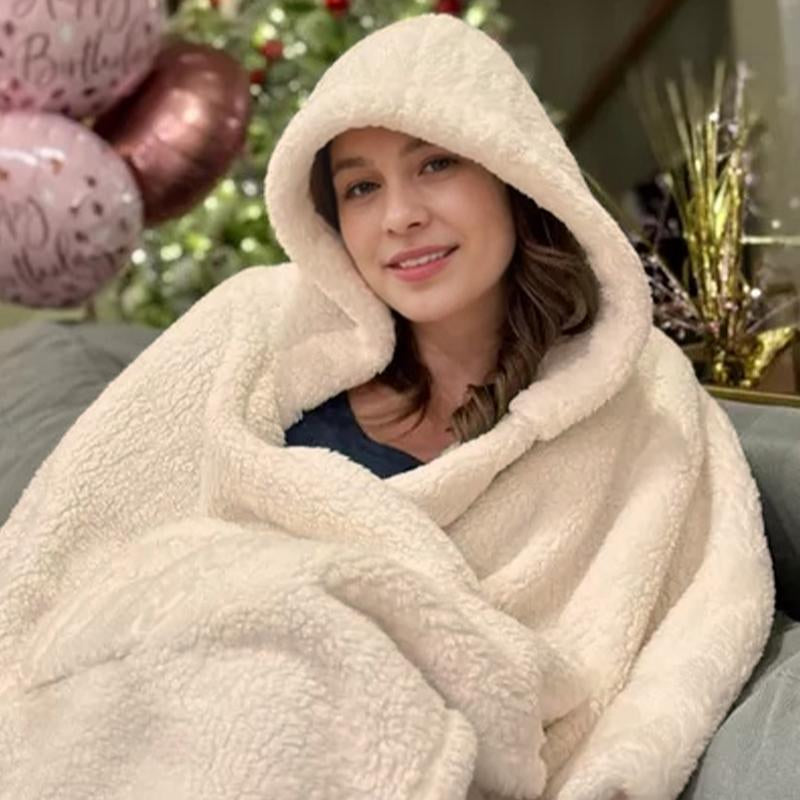 Songling Wearable Blanket Sherpa Poncho Office Work Warm Cozy Shawl Blanket,Plush Cape Wrap for Adults
