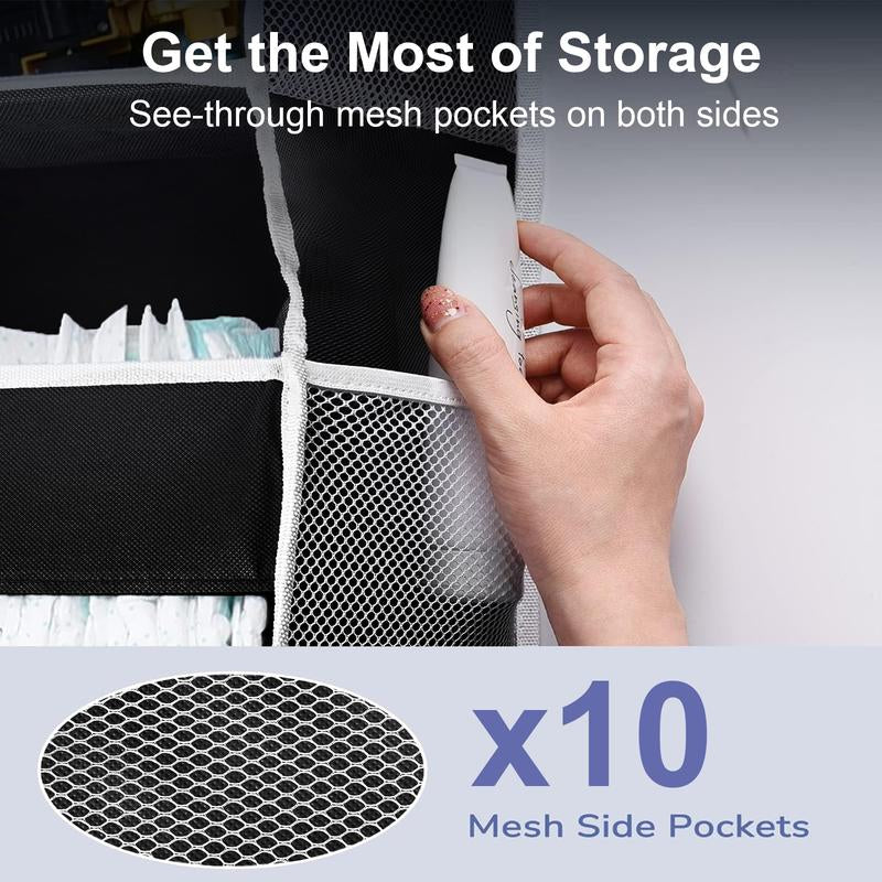 Over the Door Organizer Storage-5-Tier Hanging Organizer with 5 Large Pockets, Anti-Tilt Design, 44 Lb Capacity for Bedroom, Bathroom, Pantry