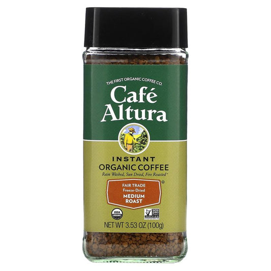 Cafe Altura Instant Organic Coffee, Medium Roast, Freeze-Dried, 3.53 Oz (100 G)