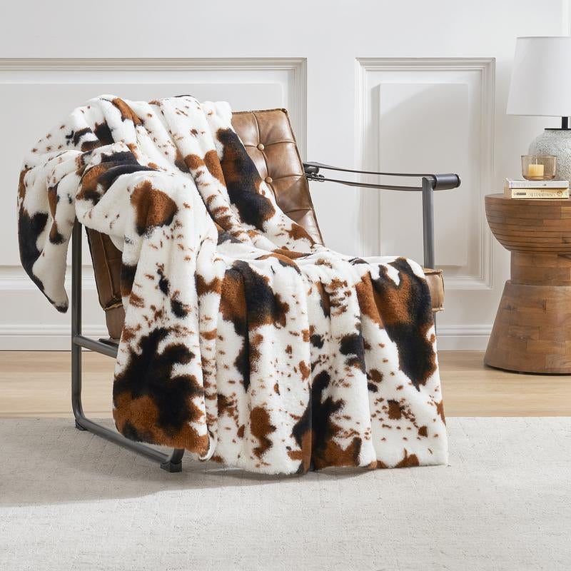 Cozy Bliss Luxury Faux Fur Throw Blanket 400GSM Deer Print, Non Shedding Double Sided Sherpa Blankets Super Soft Fluffy Thick Warm Throws Home Decor for Couch Bed Sofa Women, Plush Warm Microfiber Cheetah Blanket for Couch, Bed,Season Comfort, Sofa