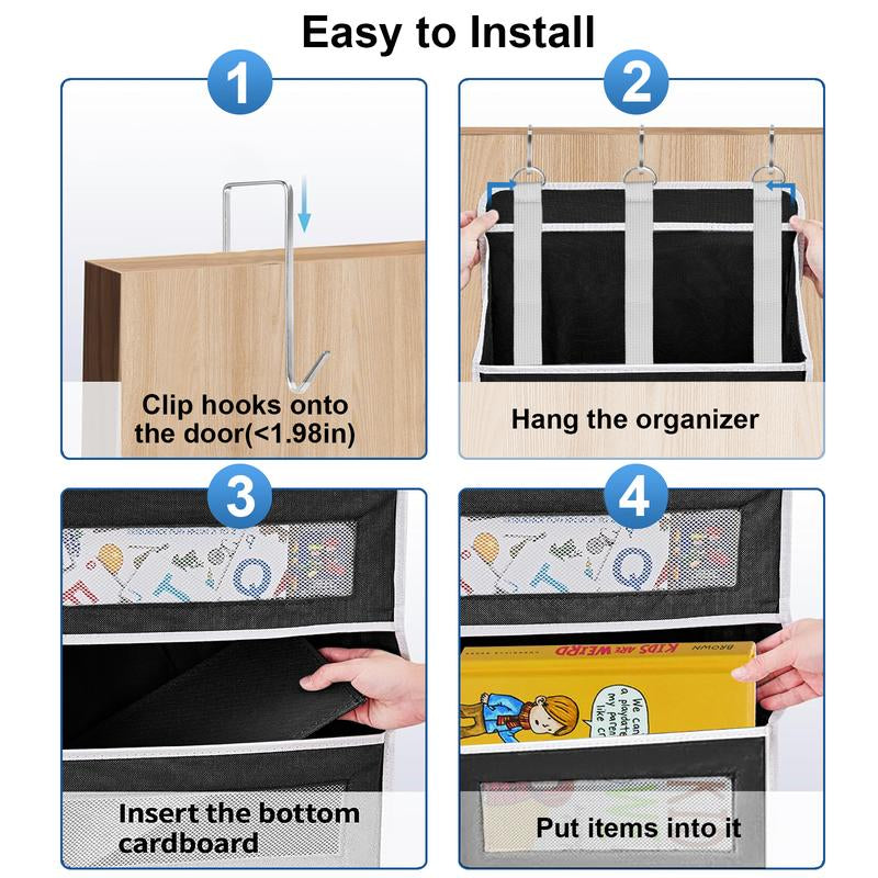 Over the Door Organizer Storage-5-Tier Hanging Organizer with 5 Large Pockets, Anti-Tilt Design, 44 Lb Capacity for Bedroom, Bathroom, Pantry