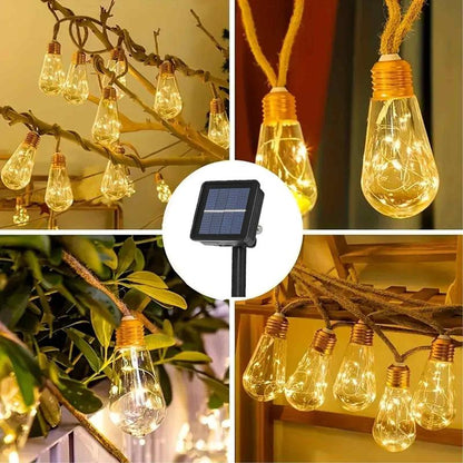 Funny Lamp Outdoor Patio LED Solar String Lights, 16 Shatterproof Bulbs, 26Ft Waterproof Solar String Lights with 8 Lighting Modes – Suitable for Decorating Patios, Courtyards, Gardens, Living Rooms & Bedrooms Funny Light