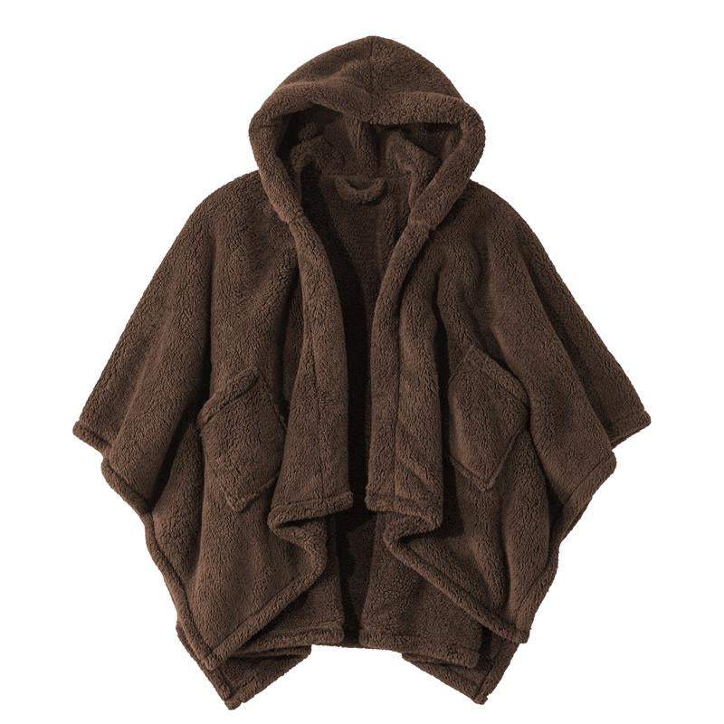 Songling Wearable Blanket Sherpa Poncho Office Work Warm Cozy Shawl Blanket,Plush Cape Wrap for Adults